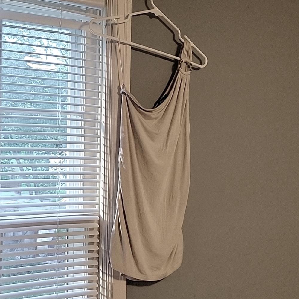 Express Medium asymmetrical shimmery cream/ gold top